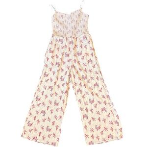 Kittenish x Flag & Anthem Floral Swiss Dot Wide-Leg Jumpsuit Smocked Small